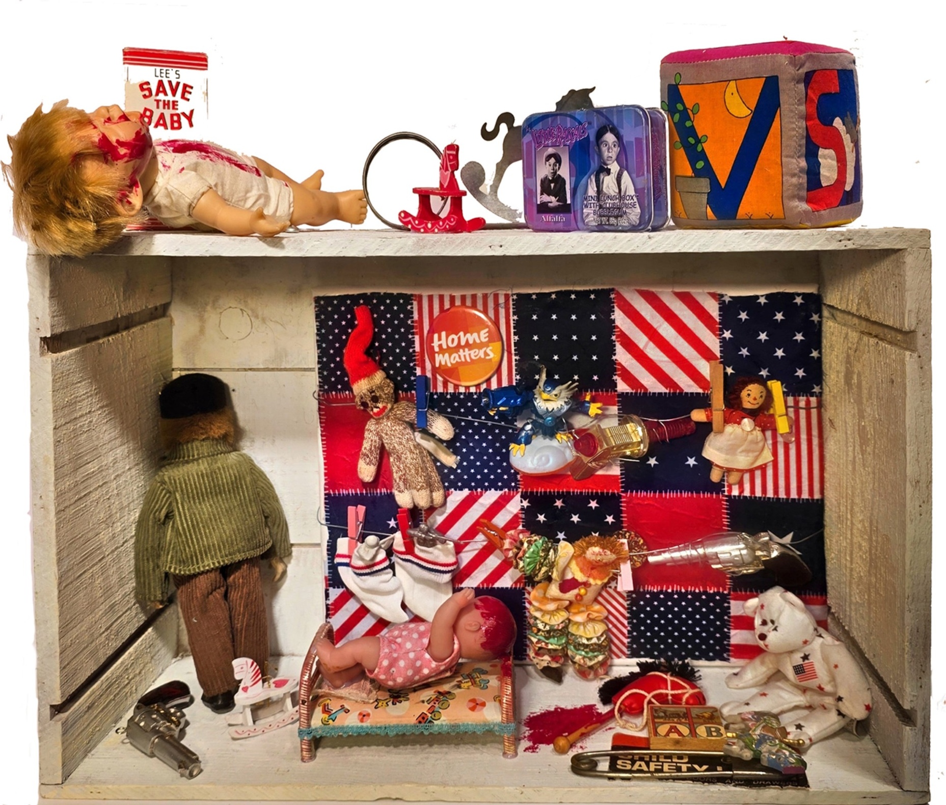 Accidental Family Shootings mixed-media collage by Nancy Hill