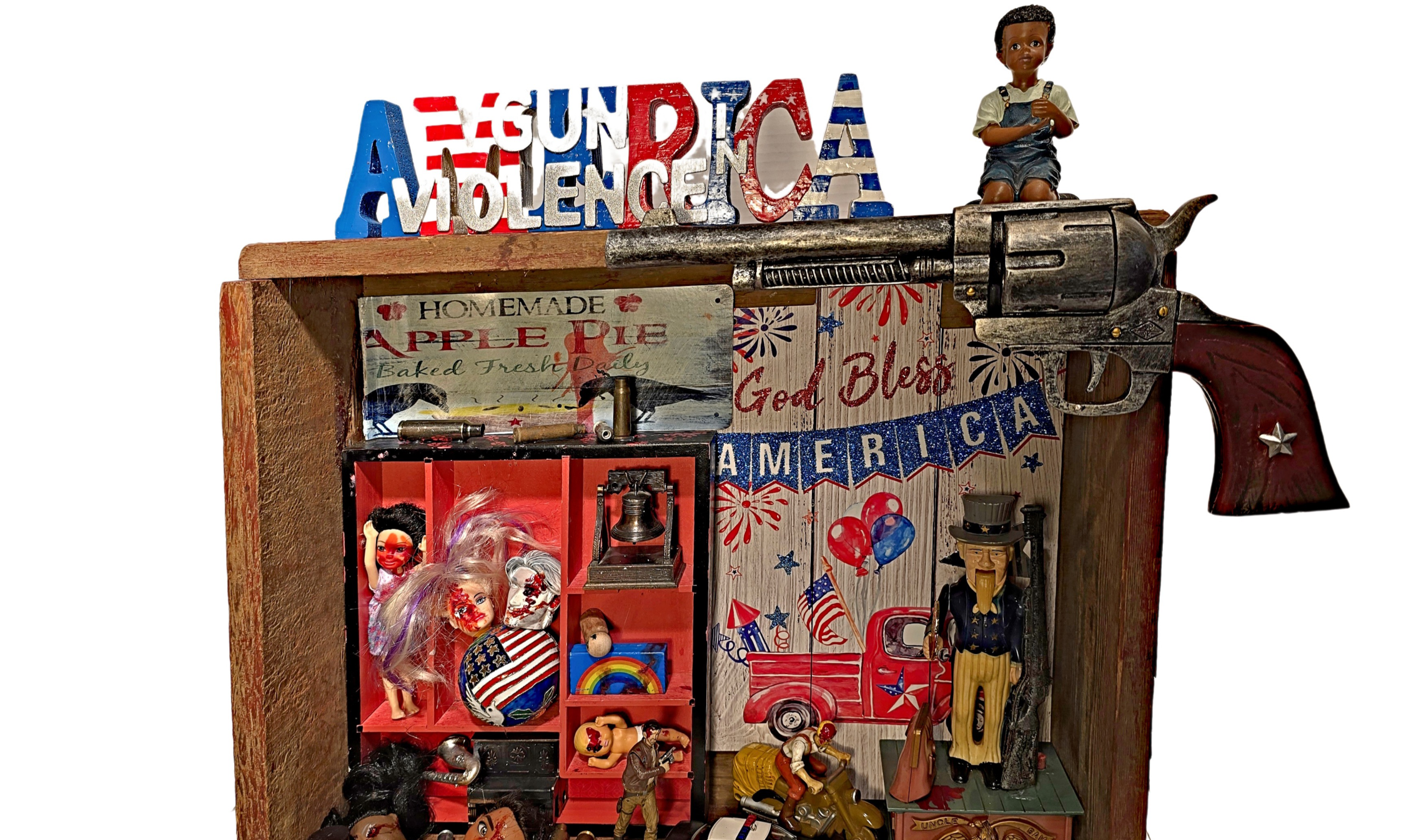 Gun Violence in America title collage by Nancy Hill
